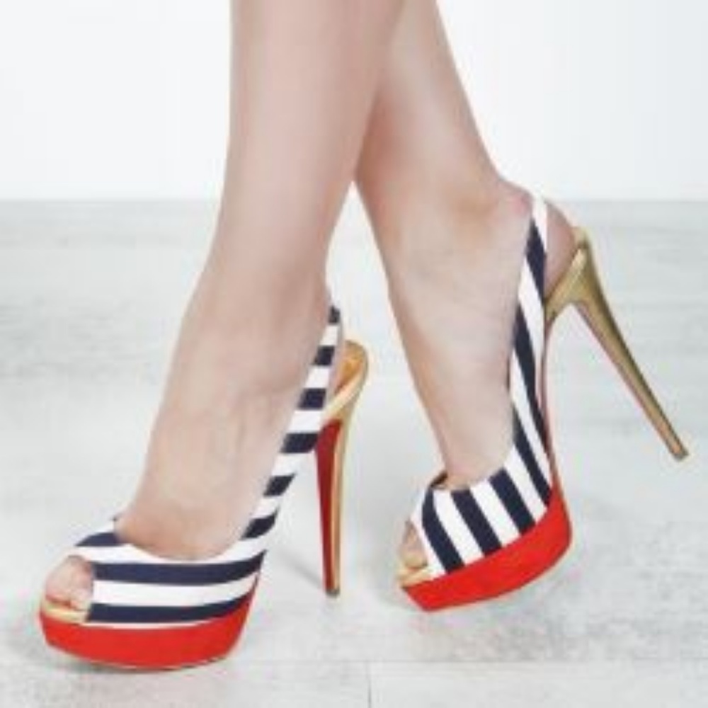 Christian Louboutin peep Toile Rayee - Picture 2 of 11